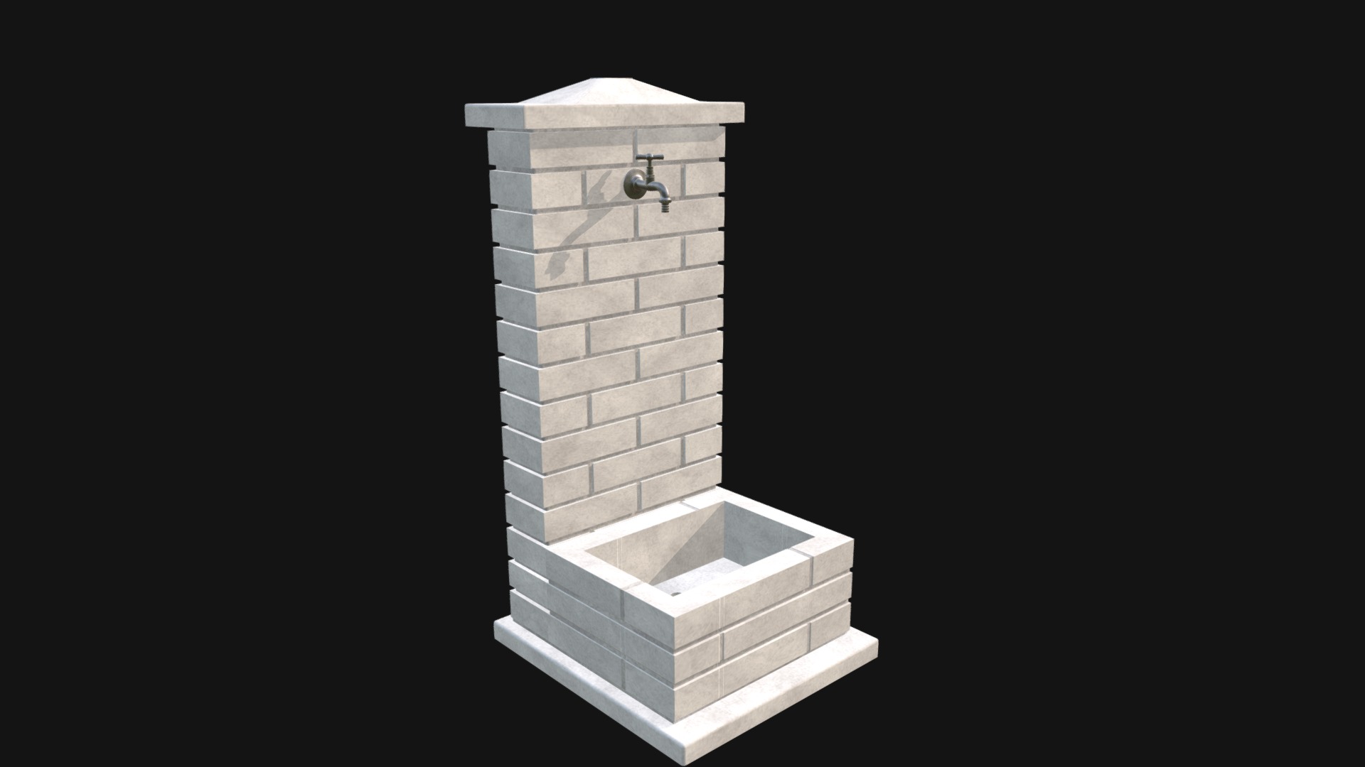 3D model Garden fountain - This is a 3D model of the Garden fountain. The 3D model is about a white tower with a square top.