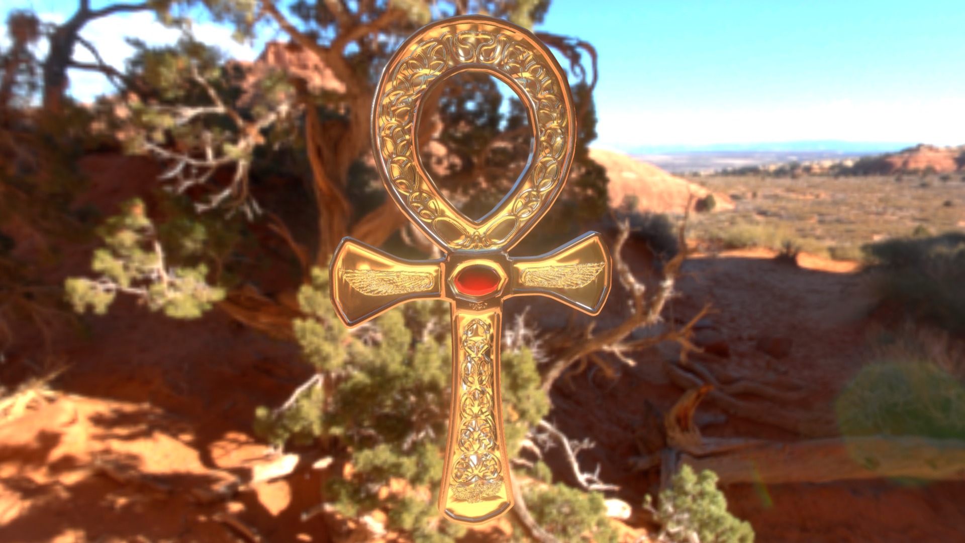 3D model Egyptian Ankh – Treasure - This is a 3D model of the Egyptian Ankh - Treasure. The 3D model is about a screenshot of a video game.
