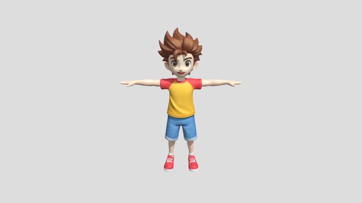 cartoon child in T-pose 3D Model