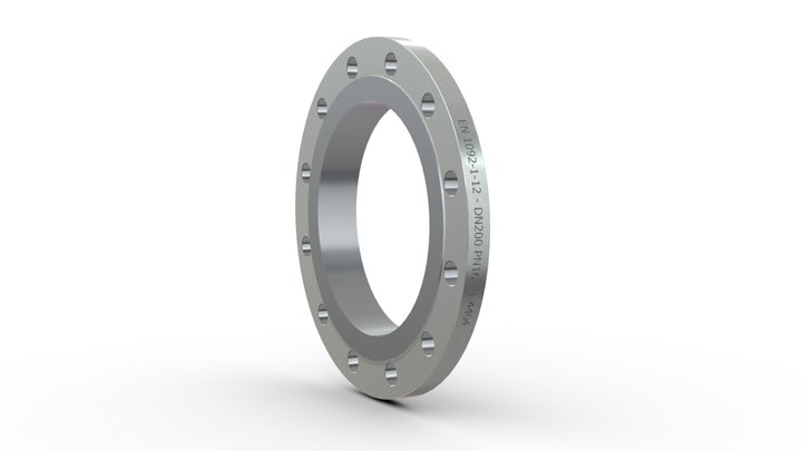 Slip-on flange - EN1092-1-12 PN16-DN200 3D Model