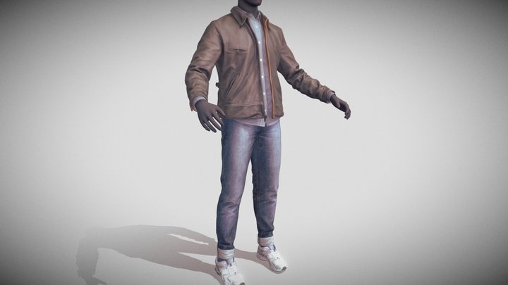 civil NPC Man's daily suit Game Assets 3D Model