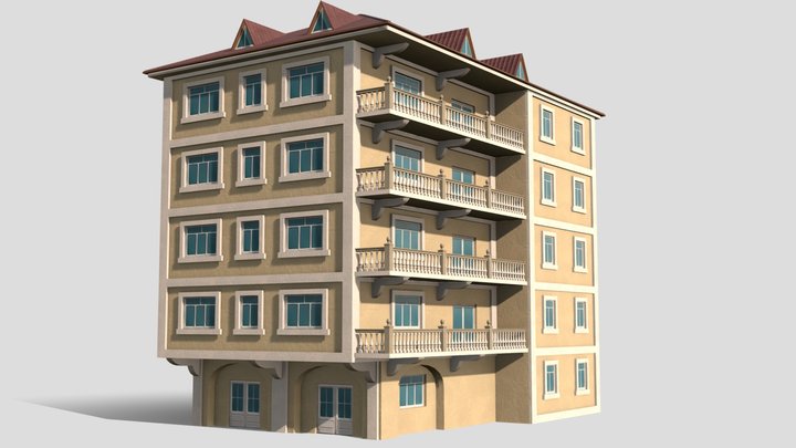 Colonial style hotel / Residential building 3D Model