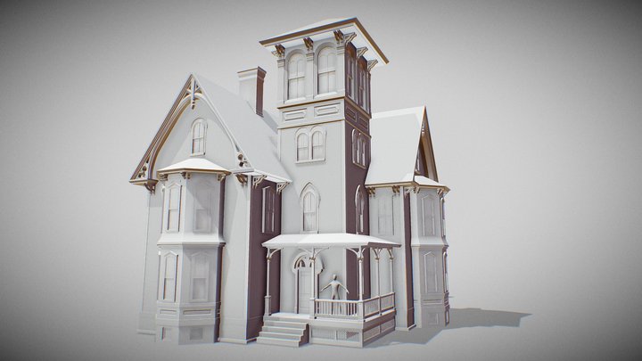 Victorian Mansion with interior (WIP) 3D Model