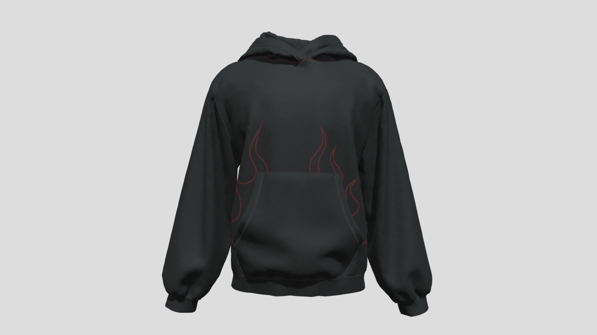 “CRAYON FLAME KMY” ZIP HOODIE / BLK
