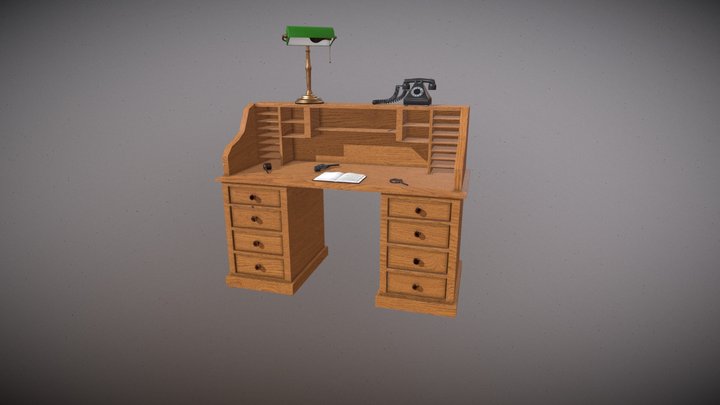 1950's Detective Desk 3D Model