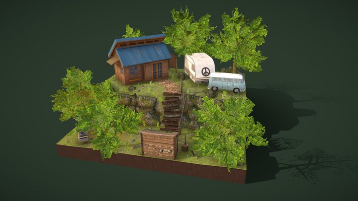 1DAE Diorama Eco House 3D Model