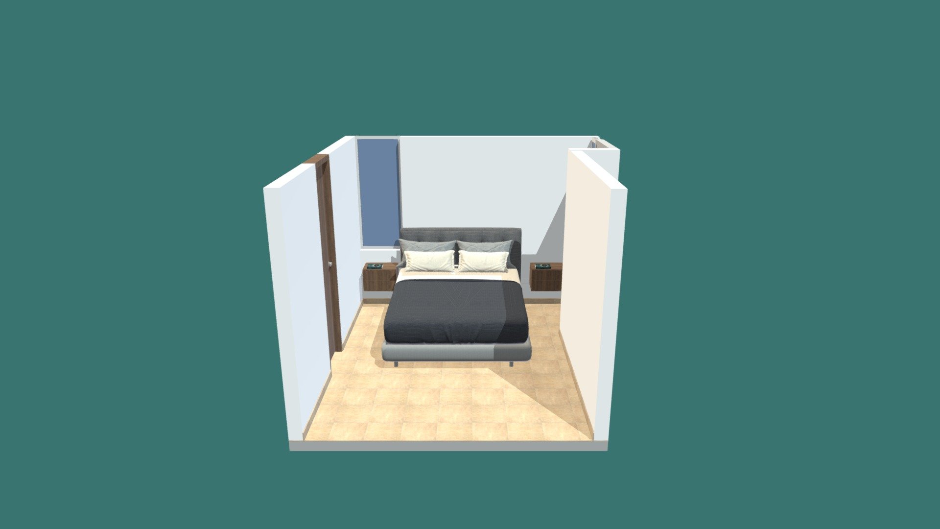 Bed and Floating bedside Tables — Sketchfab embed 3D viewer