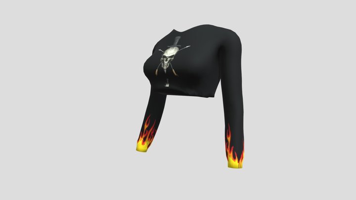Cropped Long Sleeve Blouse 3D Model
