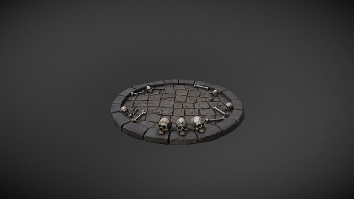 Stylized Ritual Circle with Skulls and Bones