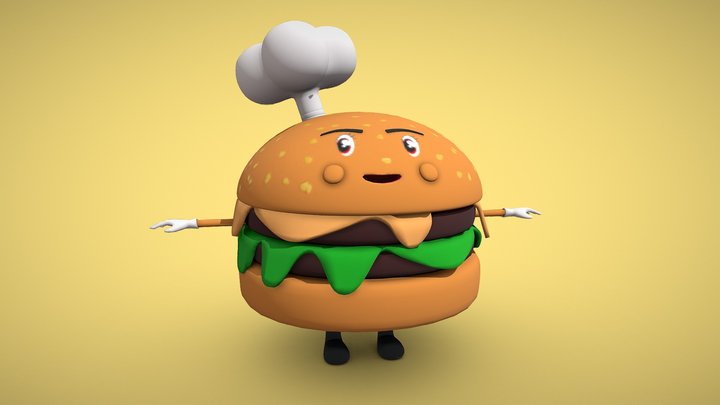 Cartoon Character - Burger Man 3D Model