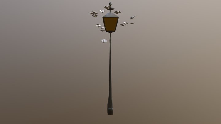 Lamp Post w/ Moths 3D Model
