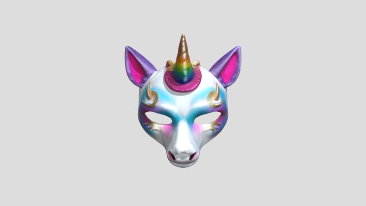 A colorful female unicorn mask. 3D Model