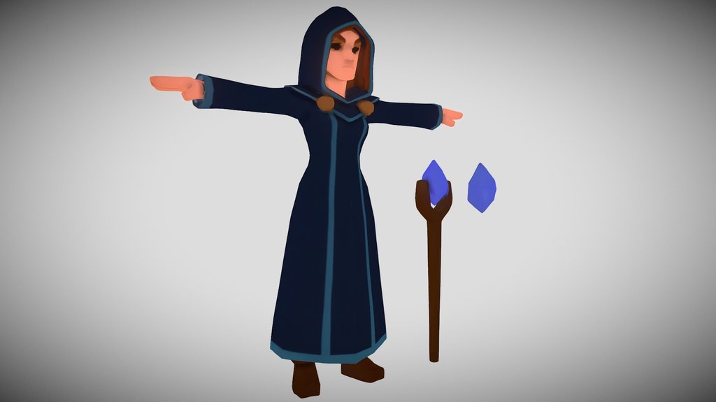 Woman Medieval Mage With A Staff
