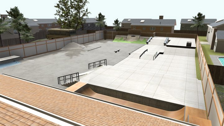 Shane's Backyard Skatepark (game-ready) 3D Model