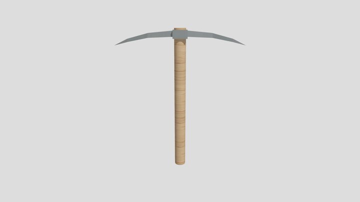 Low Poly Pickaxe - Unwrapped and Textured 3D Model