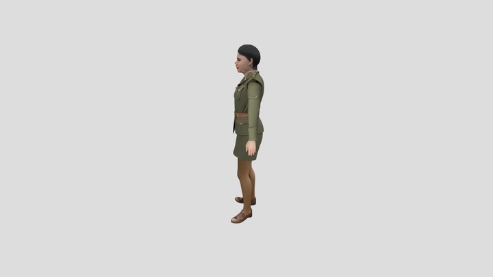 Woman soldier stomping 3D Model