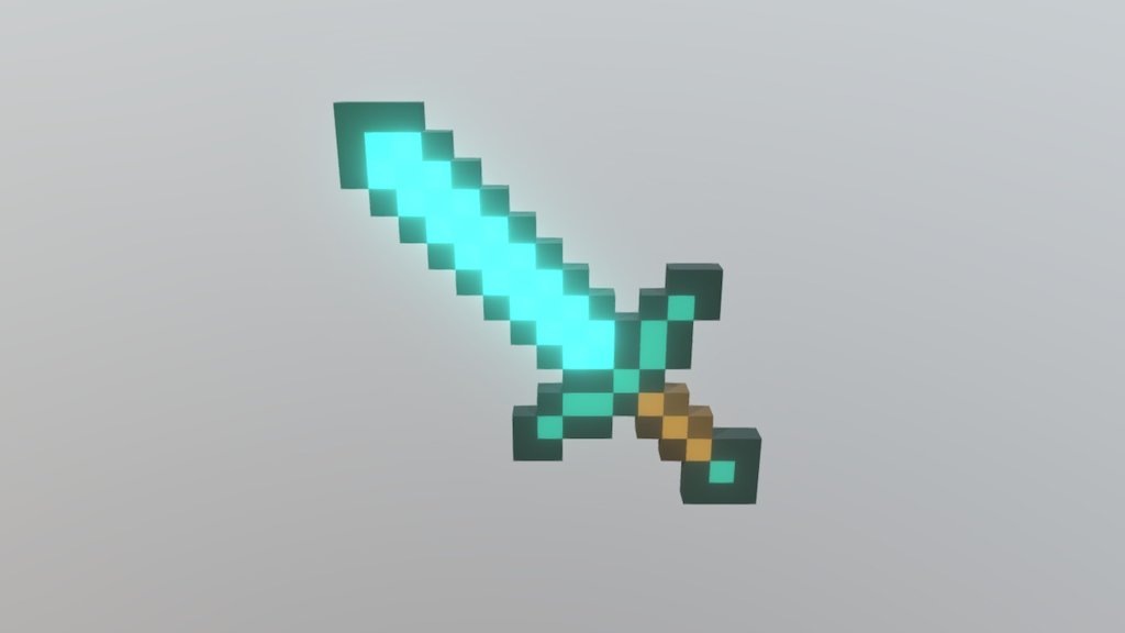 3d model of minecraft sword diamond