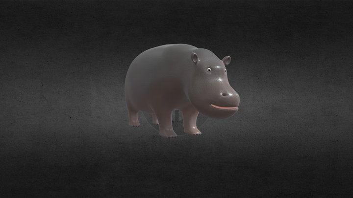 LowPoly Hippo 3D Model