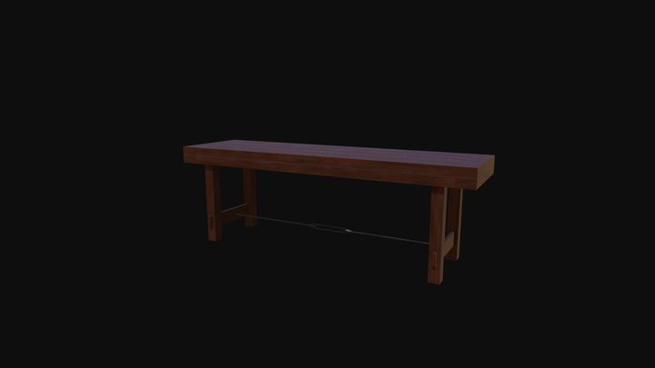 Wooden Bench Rosewood 3D Model