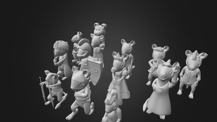 Cute Gerbils 3D Model