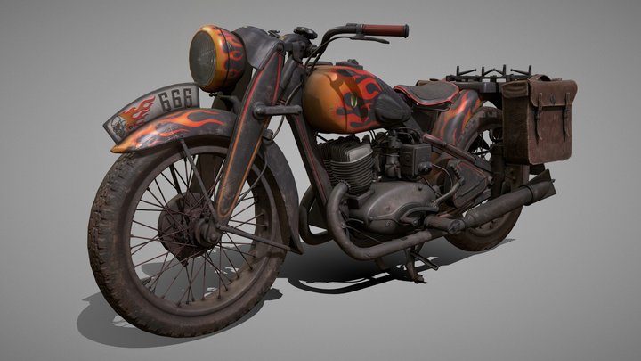 DKW NZ 500 Motorbike 3D Model