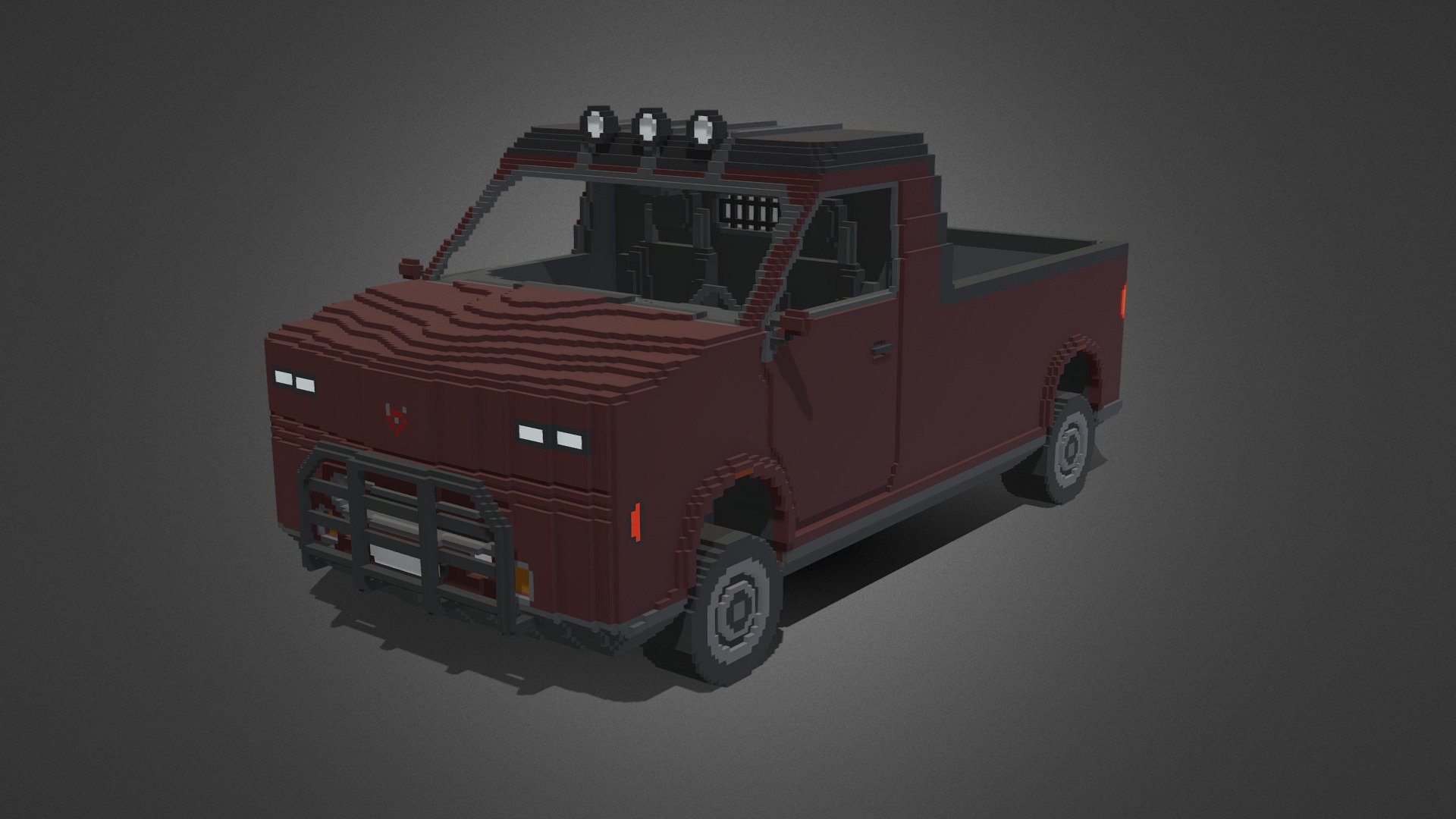 Free Cyberpunk Pickup Car 3D Voxel 3D model by Kazimal
