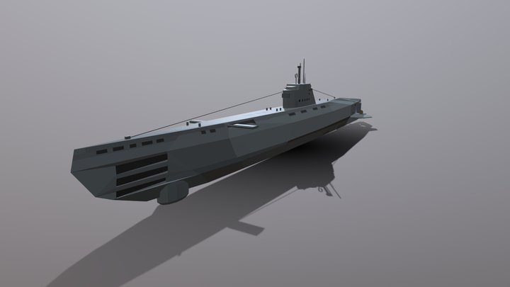 Low poly Type XXI Submarine 3D Model