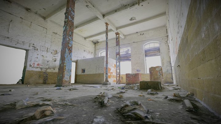 High hall in an abandoned factory 3D Model