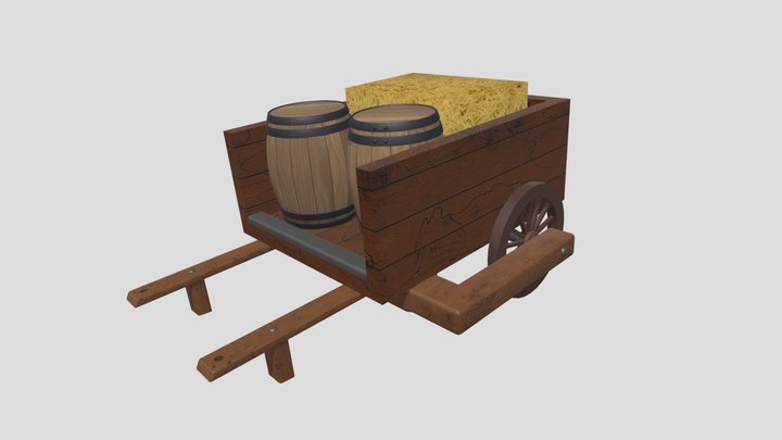 Wood Cart 3D Model