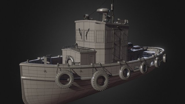 Steel Boat Tug 3D Model