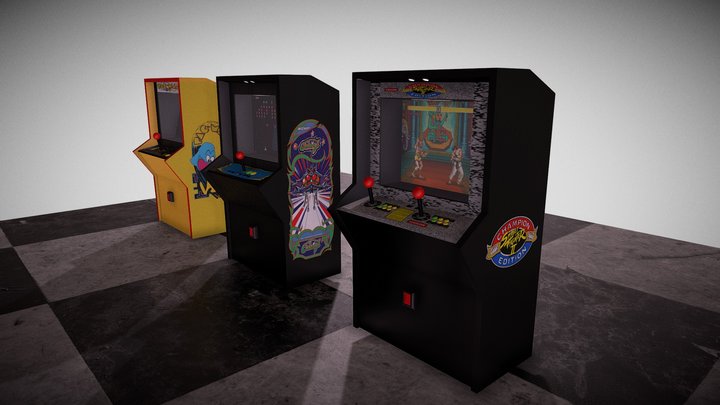 Arcade Machines Scene 3D Model