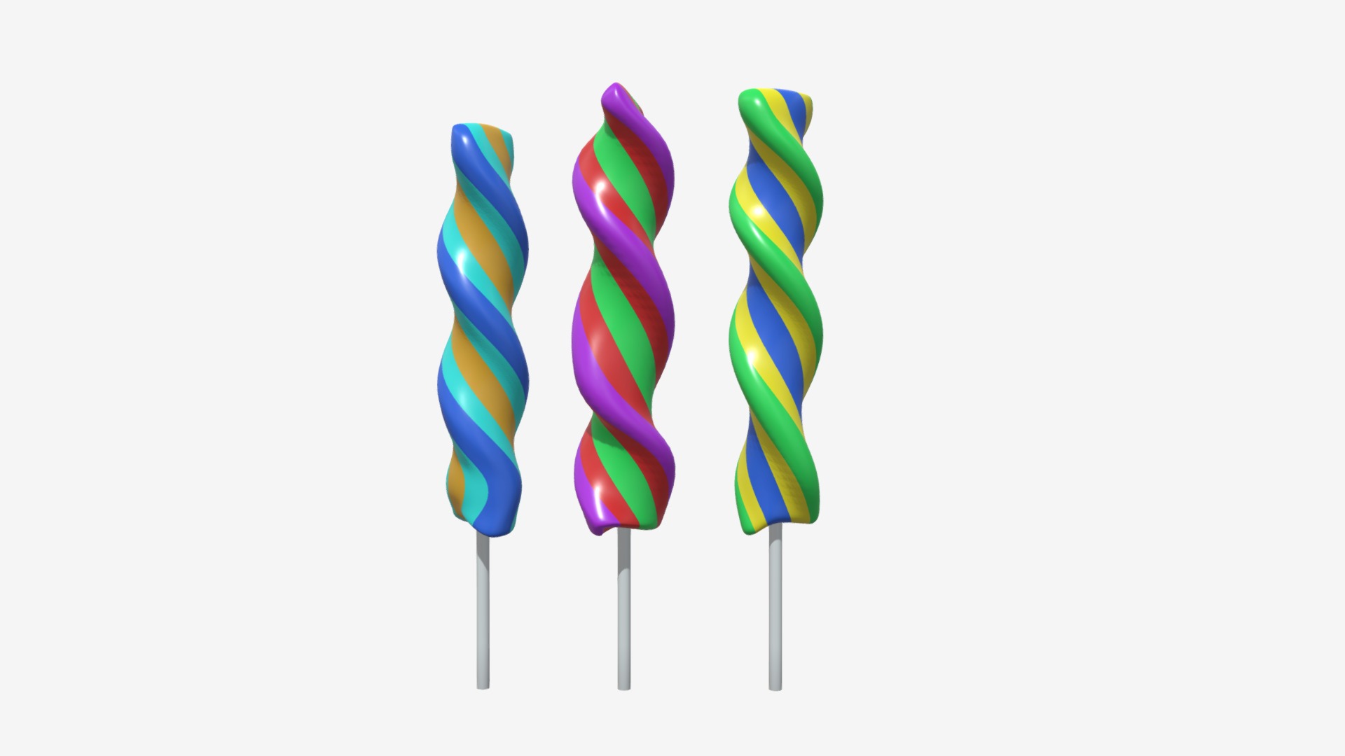 3D model Colorful twisted lollipops - This is a 3D model of the Colorful twisted lollipops. The 3D model is about shape.
