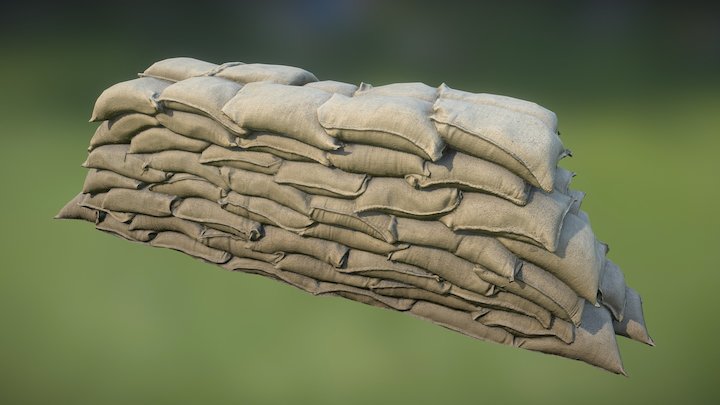 Sandbag Wall 01 3D Model