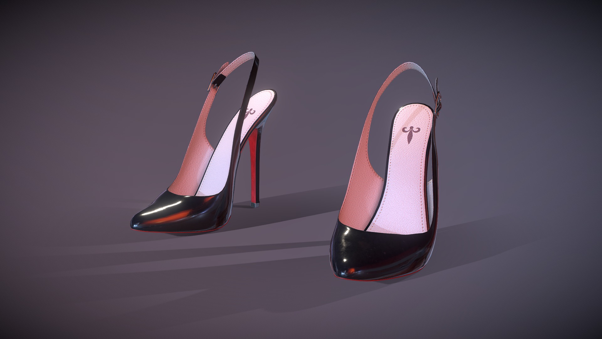 3D model Slingback Pumps - This is a 3D model of the Slingback Pumps. The 3D model is about a pair of red shoes.