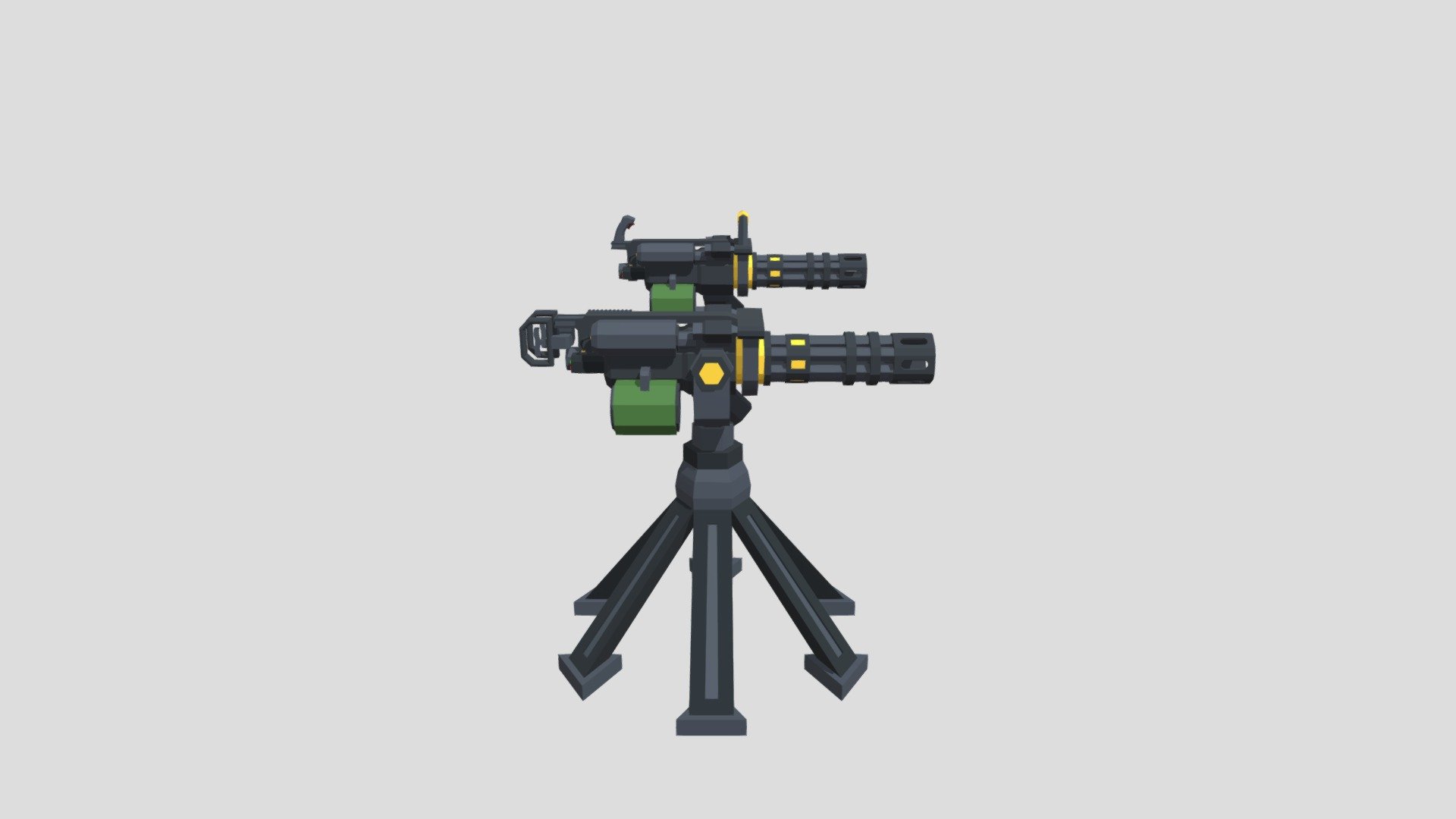 Lowpoly Handheld And Turret Miniguns - Download Free 3D model by ...