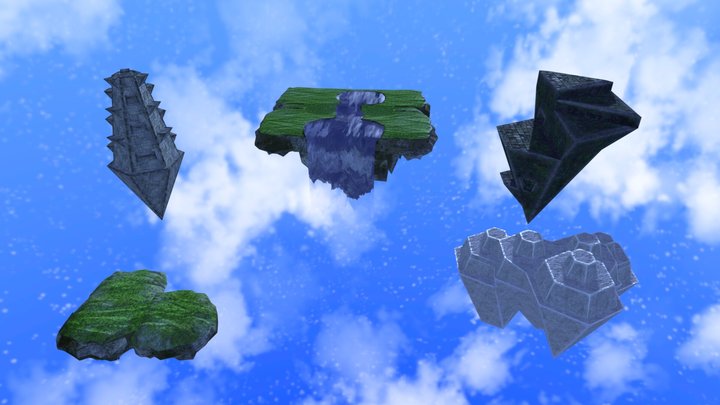 Floating Islands & Ruins 3D Model