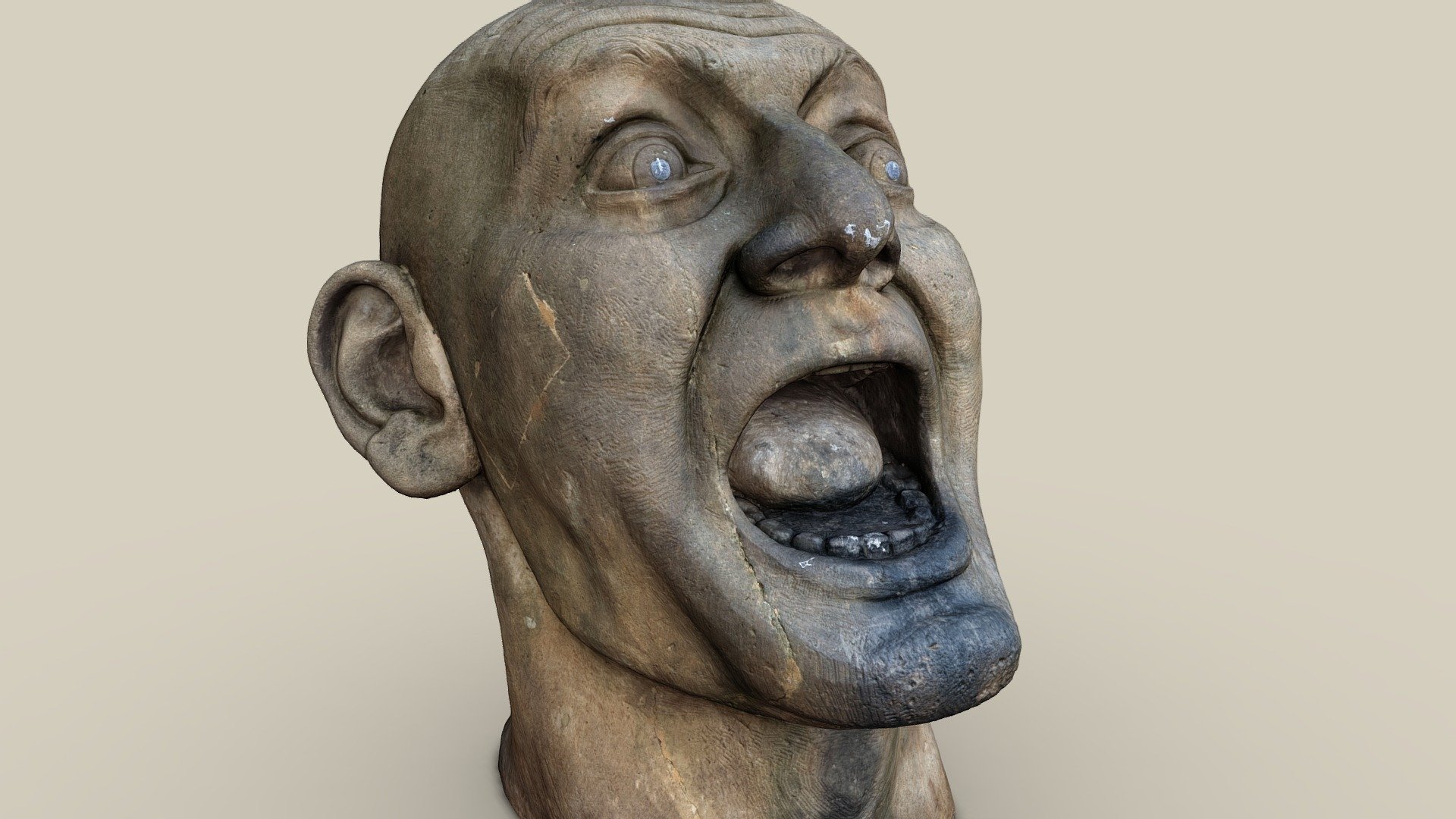 Kopf eines schreienden Mannes — Sketchfab embed 3D viewer