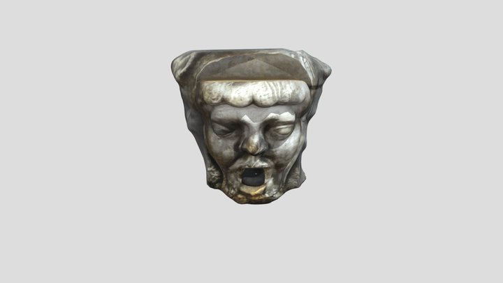 Ancient Stone Face of a male with beard 3D Model