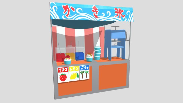 Japanese shaved ice stall 3D Model