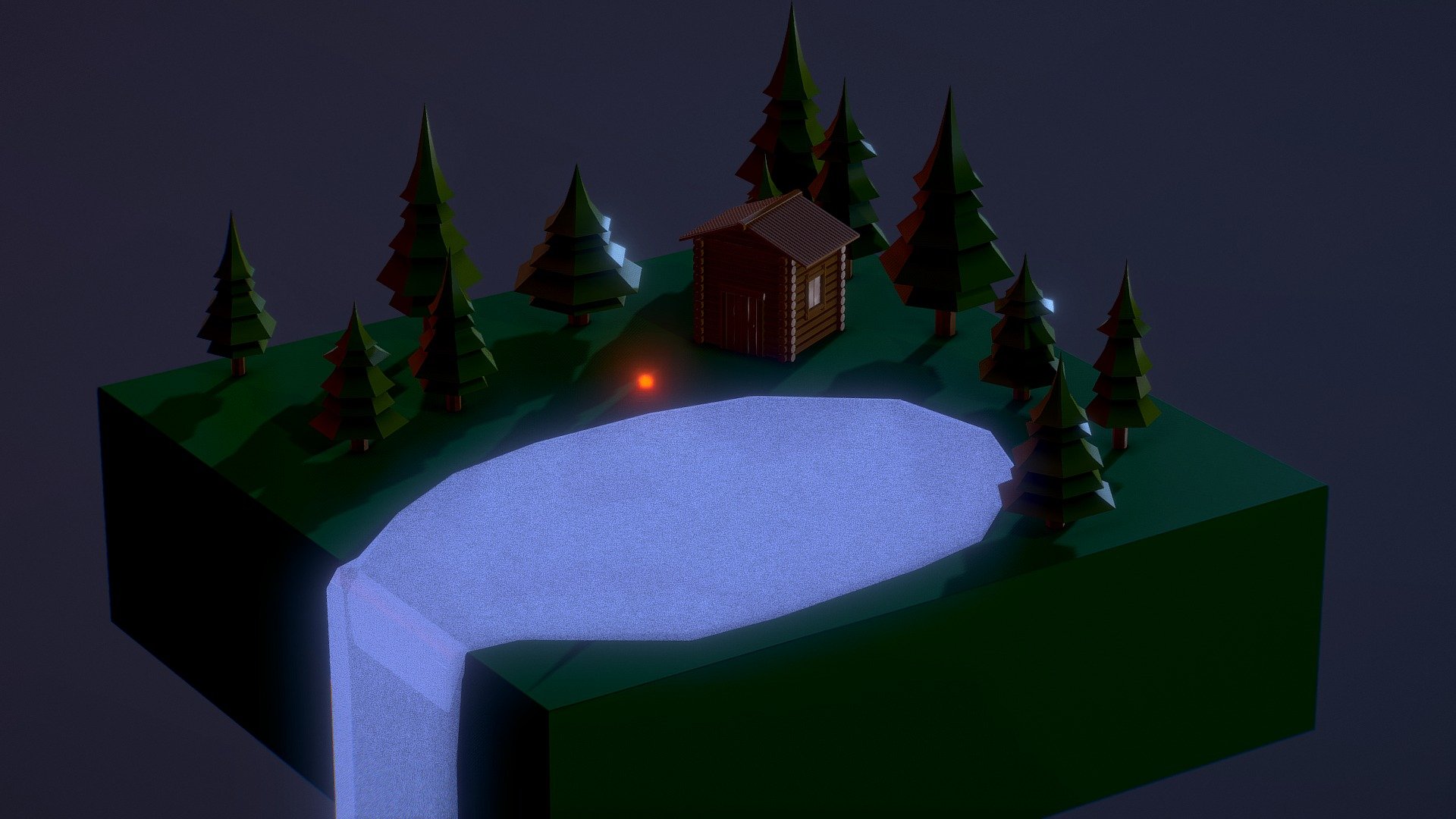 Low Poly Cabin Island