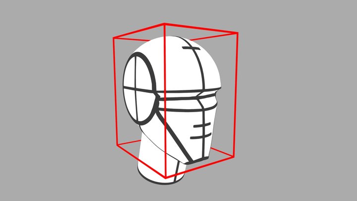 Basic human head inside a box - Animated steps 3D Model