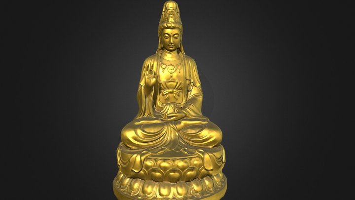 Gold Buddha statue 3D Model