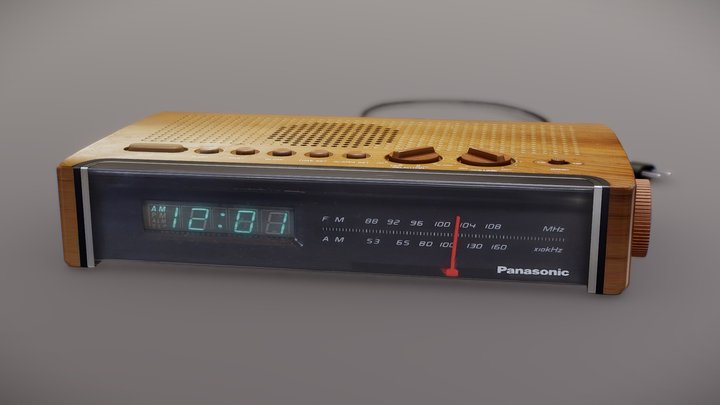 Vintage Panasonic FM-AM Clock Radio 3D model