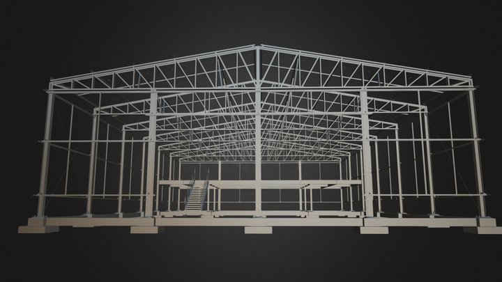Curso Tekla Structures - Galpão Com Mezanino 3D Model