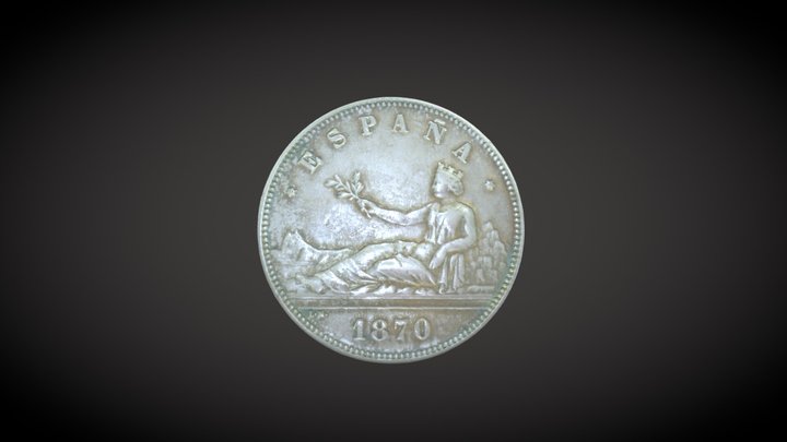 Moneda 5 pesetas 1870 3D Model
