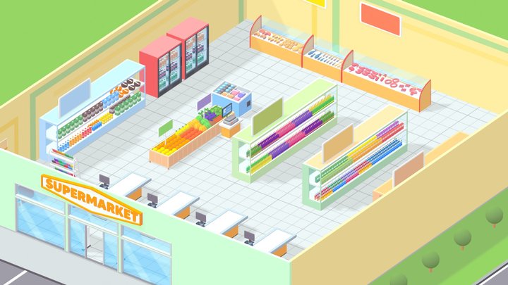 Lowpoly Supermarket 3D Model