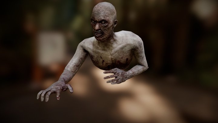 Low-poly (half)Zombie model 3D Model