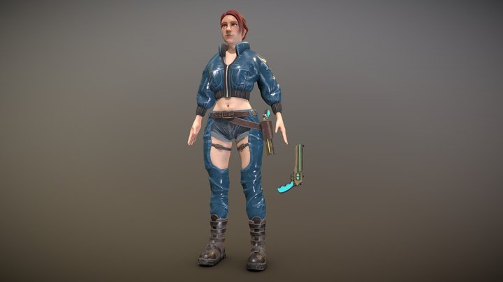 Character SF Woman Guard Sculpt Pose 3D Model