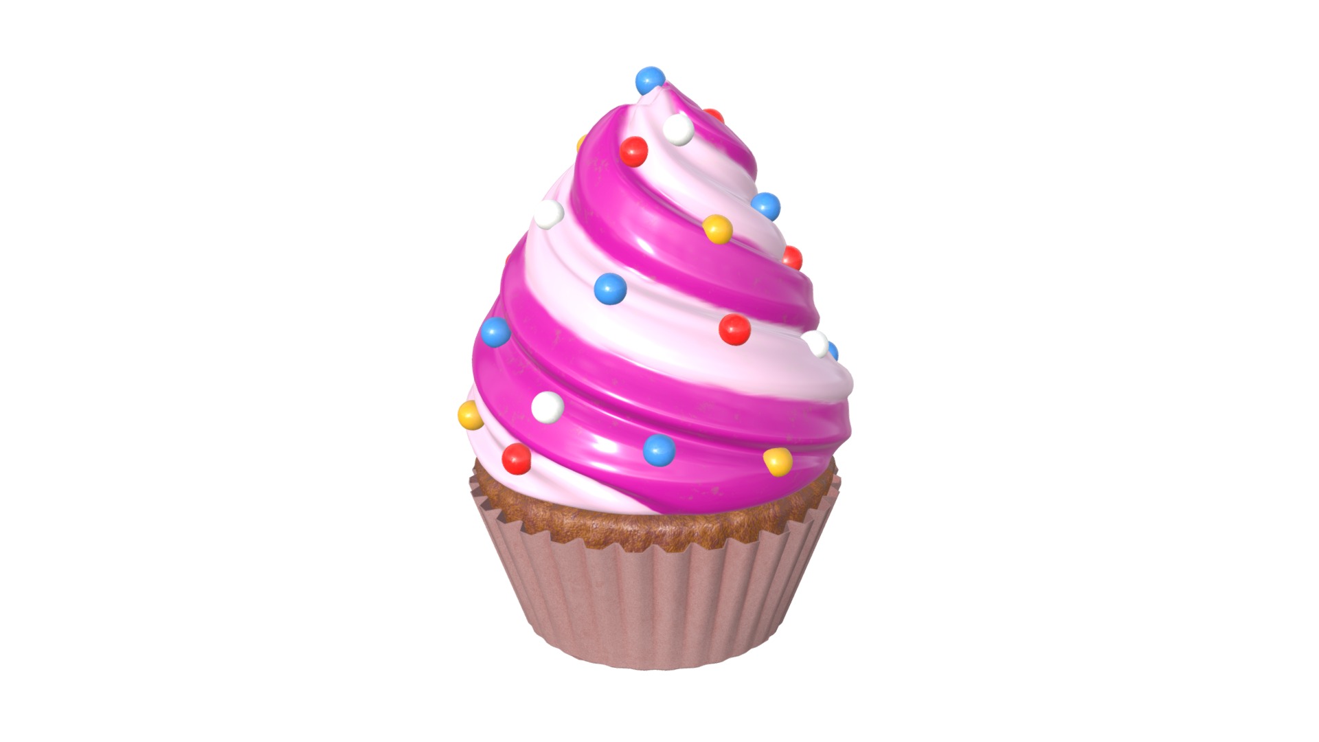 3D model Сupcake wave - This is a 3D model of the Сupcake wave. The 3D model is about a cupcake with frosting and sprinkles.