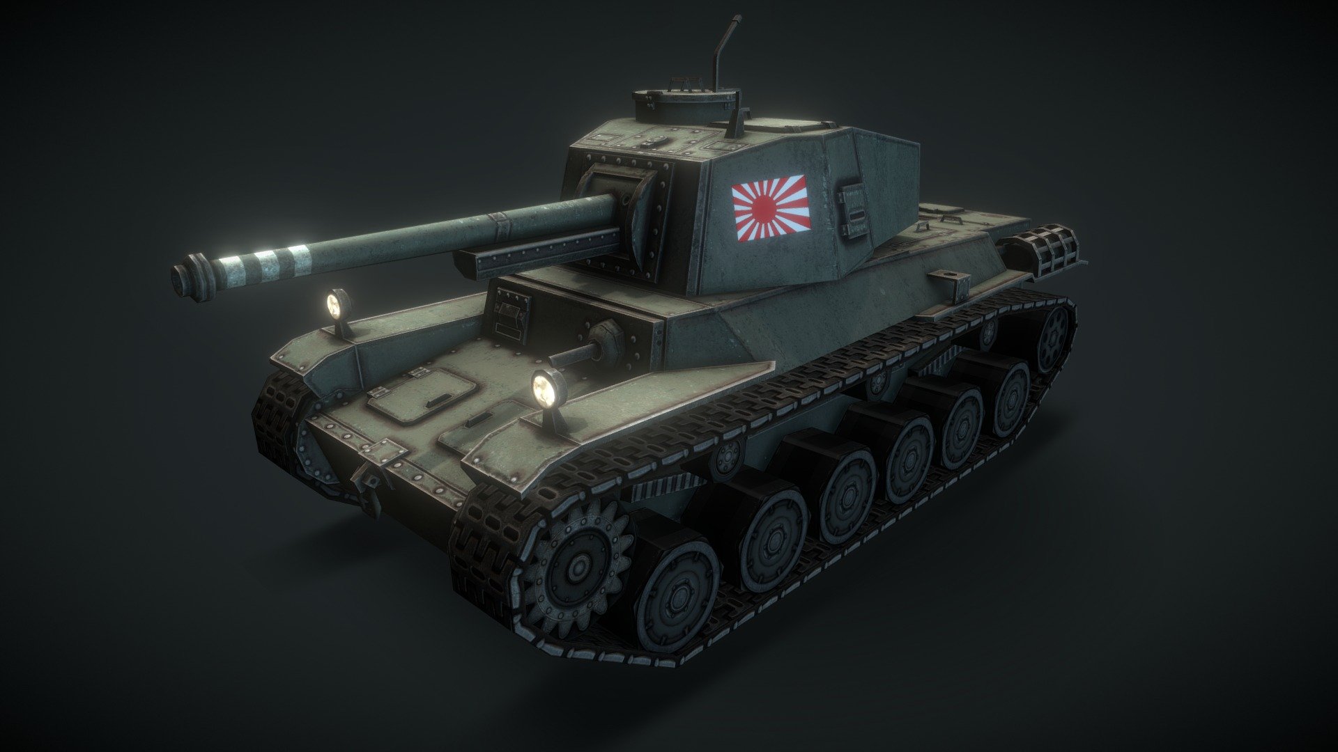 Low Poly Type 3 Chi Nu imperial japan tank